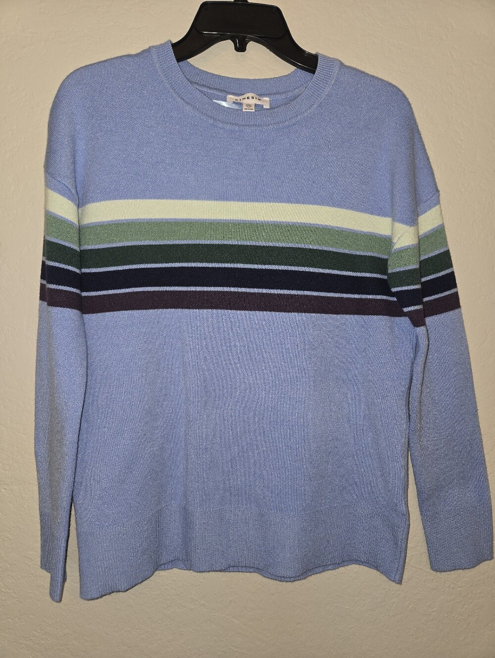Kinesis Striped Scoop-Neck Sweater in Light Blue - Picture 2 of 7